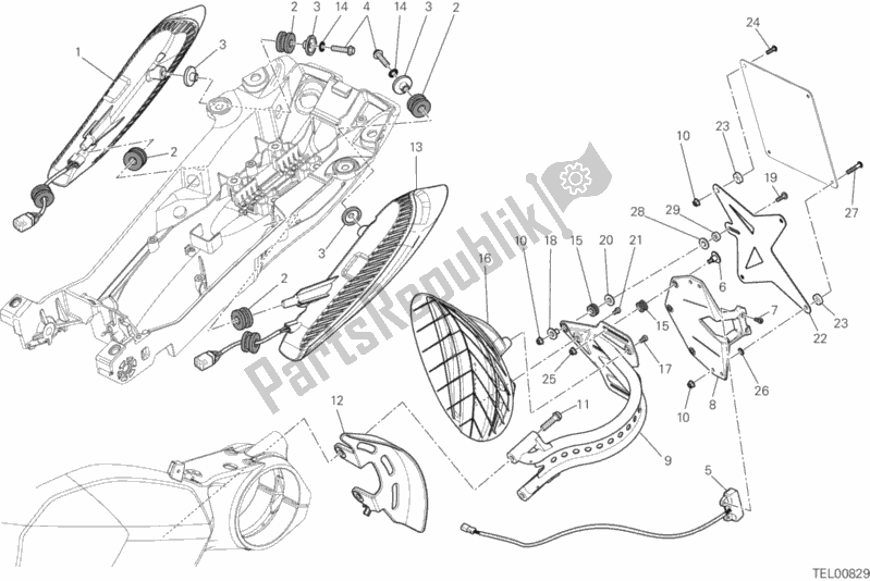 Toutes les pièces pour le 27a - Support De Plaque D'immatriculation - Feu Arrière du Ducati Diavel Diesel 1200 2017